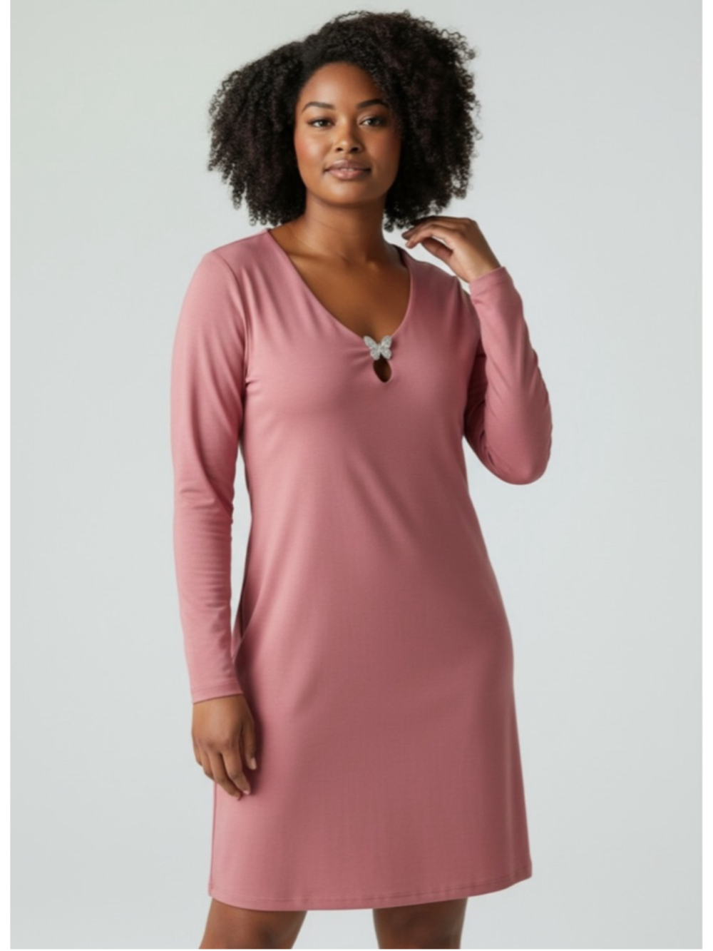 FOREVER 21 Pink Long Sleeve Dress with Butterfly Detail XL NWT